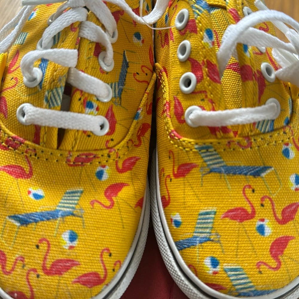 Vans Toddler Pool Vibes cyber yellow flamingo sneakers size 10